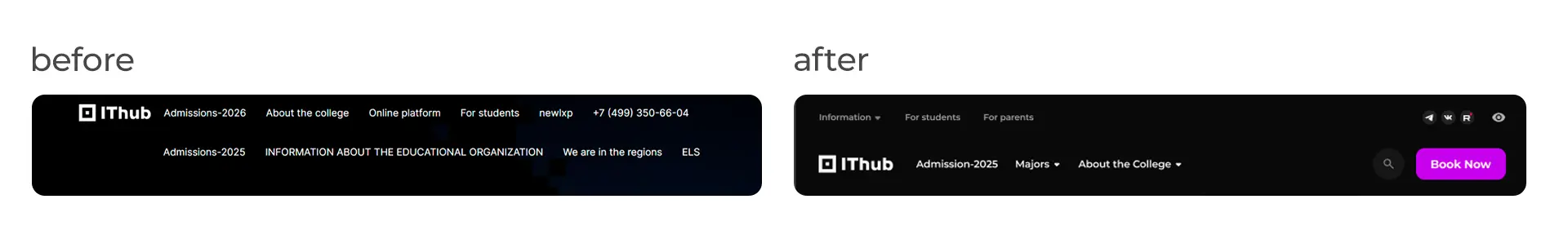 New website header