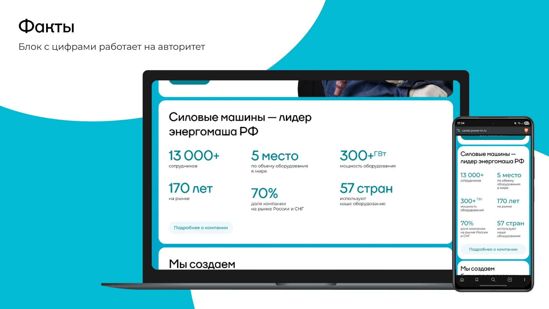 Блок с ключевыми показателями компании